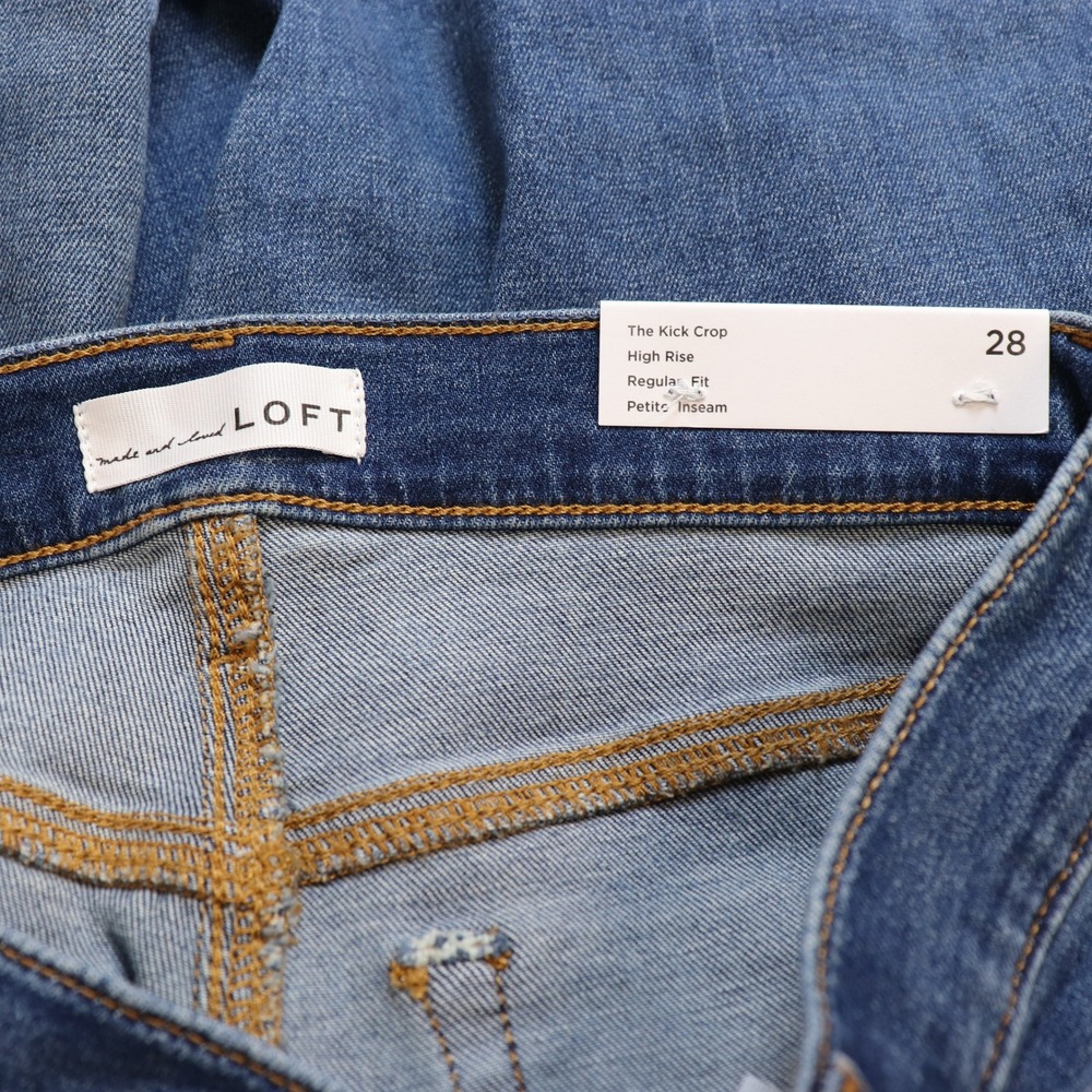 LOFT Medium Blue High Rise The Kick Crop Petite Jeans 28/6P - Picture 5 of 11